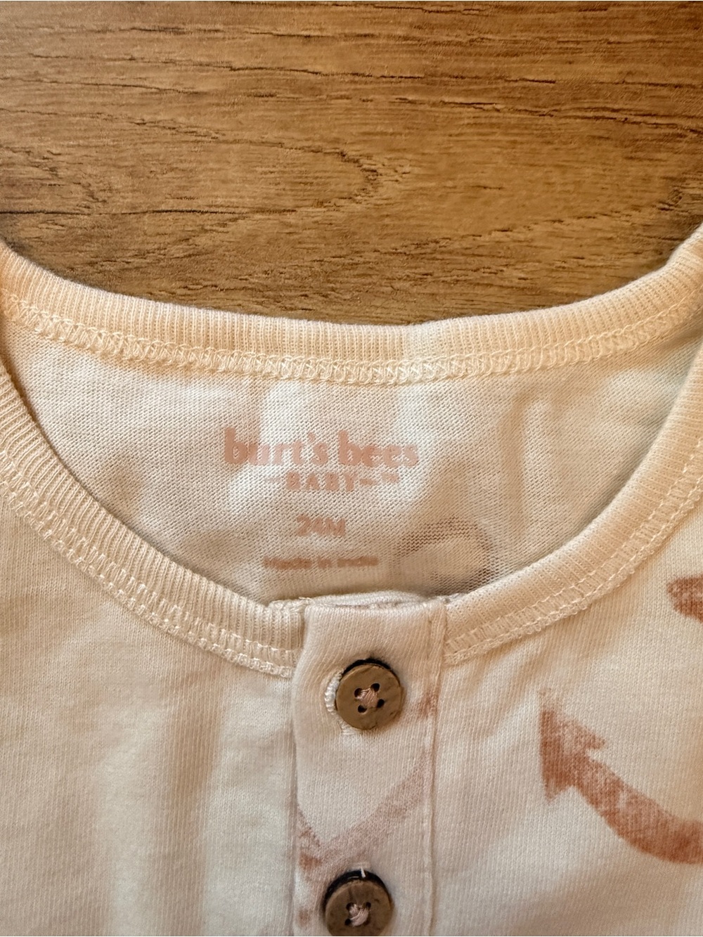 Neutral Cream Anchor-Print Short Sleeve One-Piece Bodysuit - Picture 2 of 2